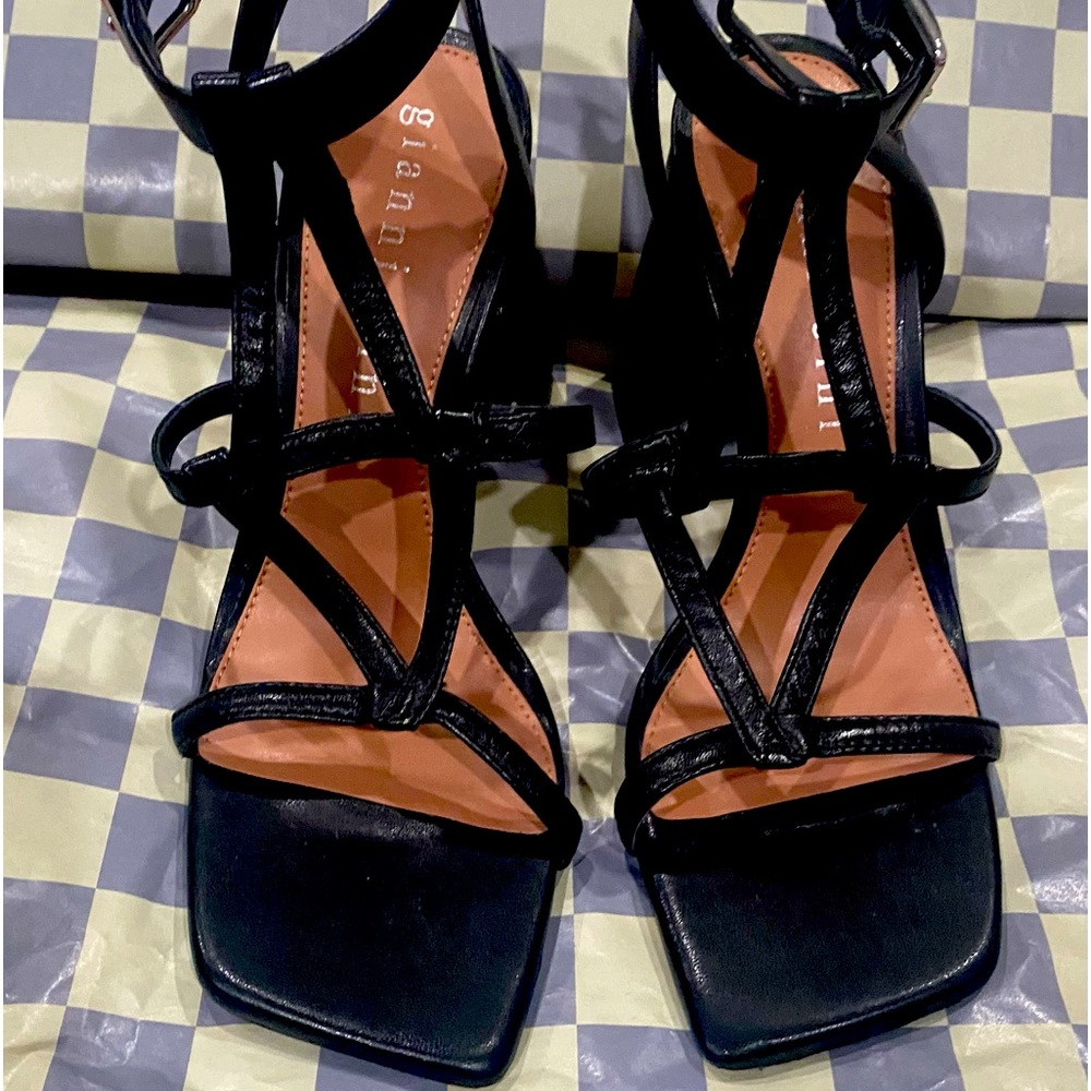 Black Leather Strappy Heels